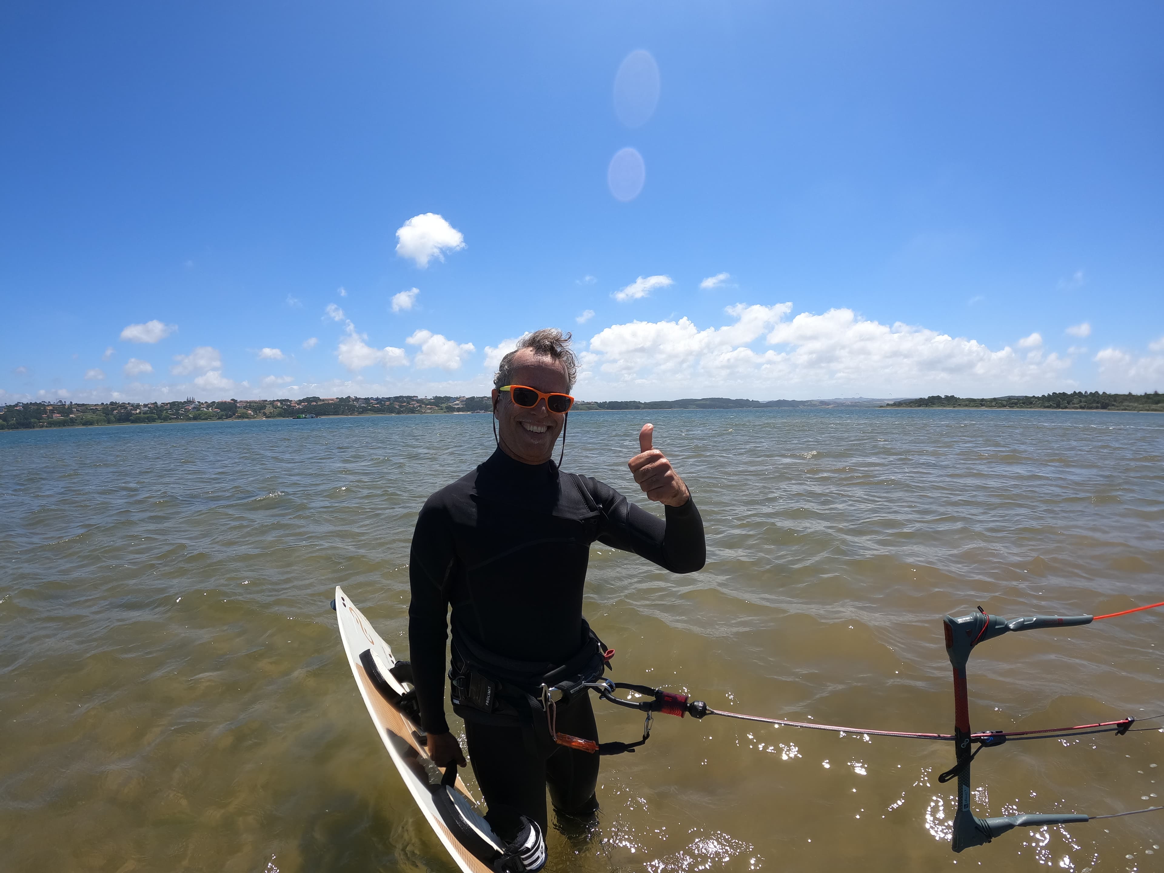 Happy student after a session at the lagoon