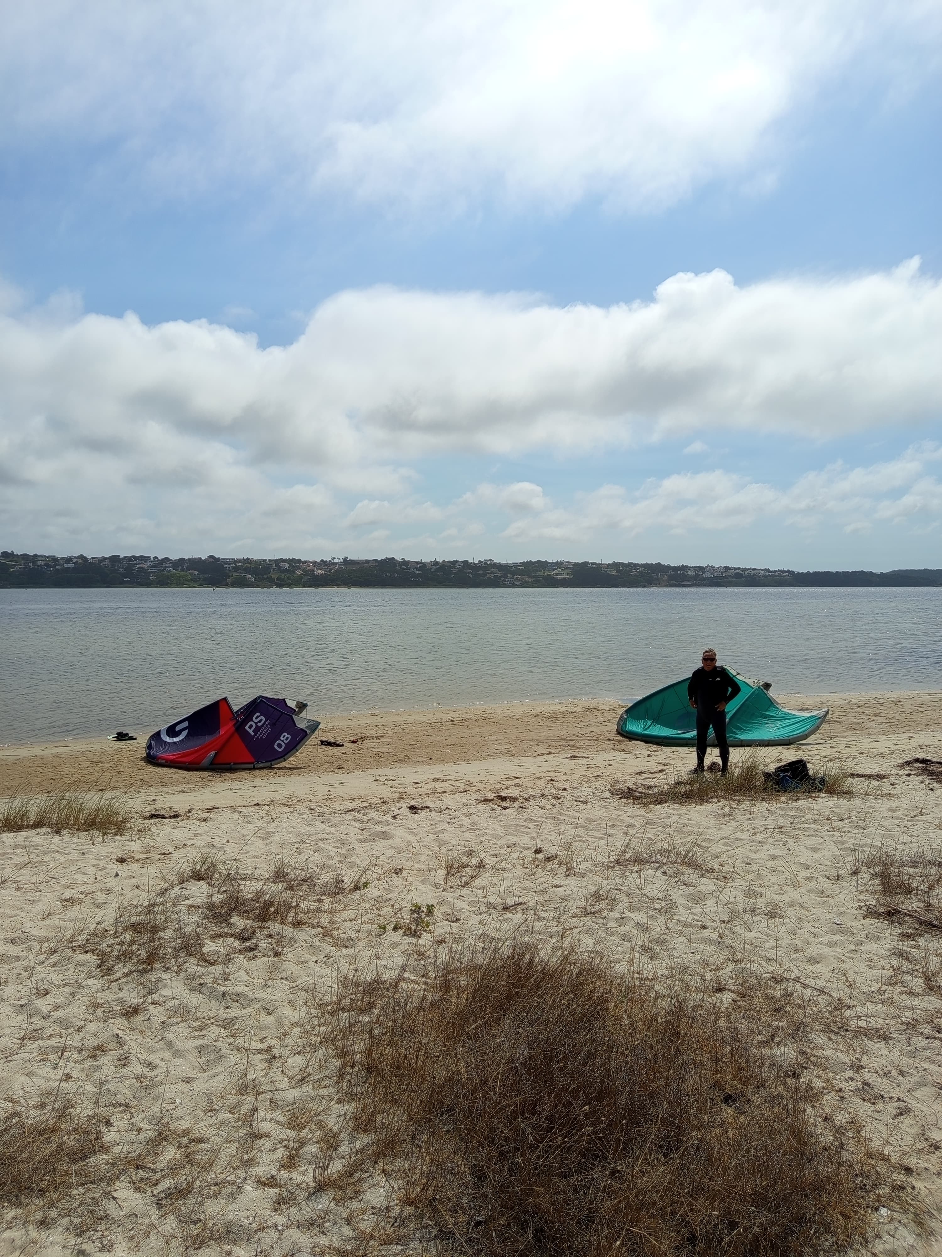 Kite equipment setup on the beach